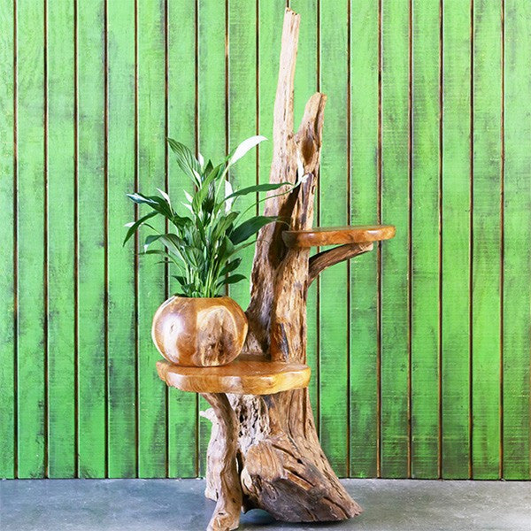 Harini Driftwood Stand with Teak Shelves | MapleNest