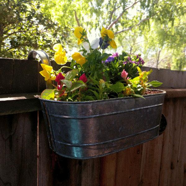 Kalalou NZK1020 Oblong Zinc Planters with Brass Detail (Set of 2)