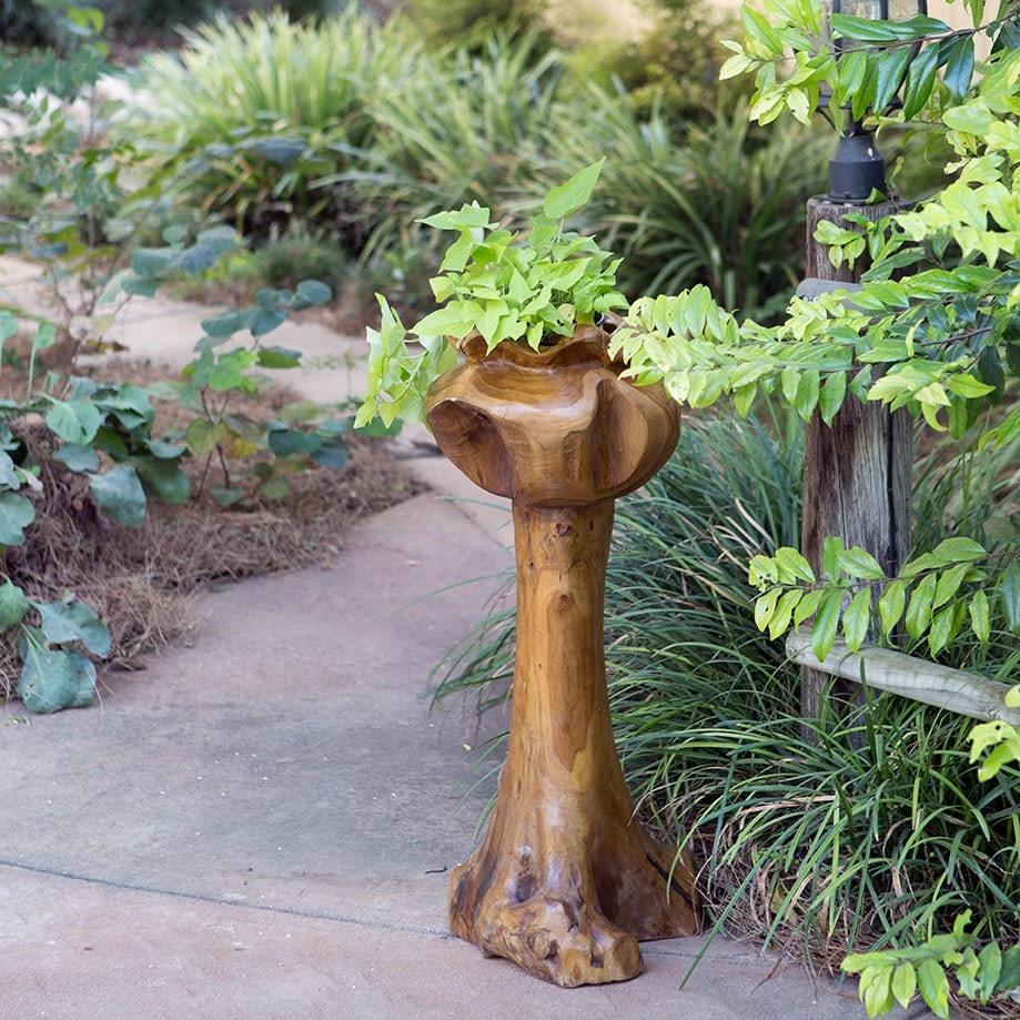 teak plant pot Garden Age Supply Habini Teak Standing Flower Pot
