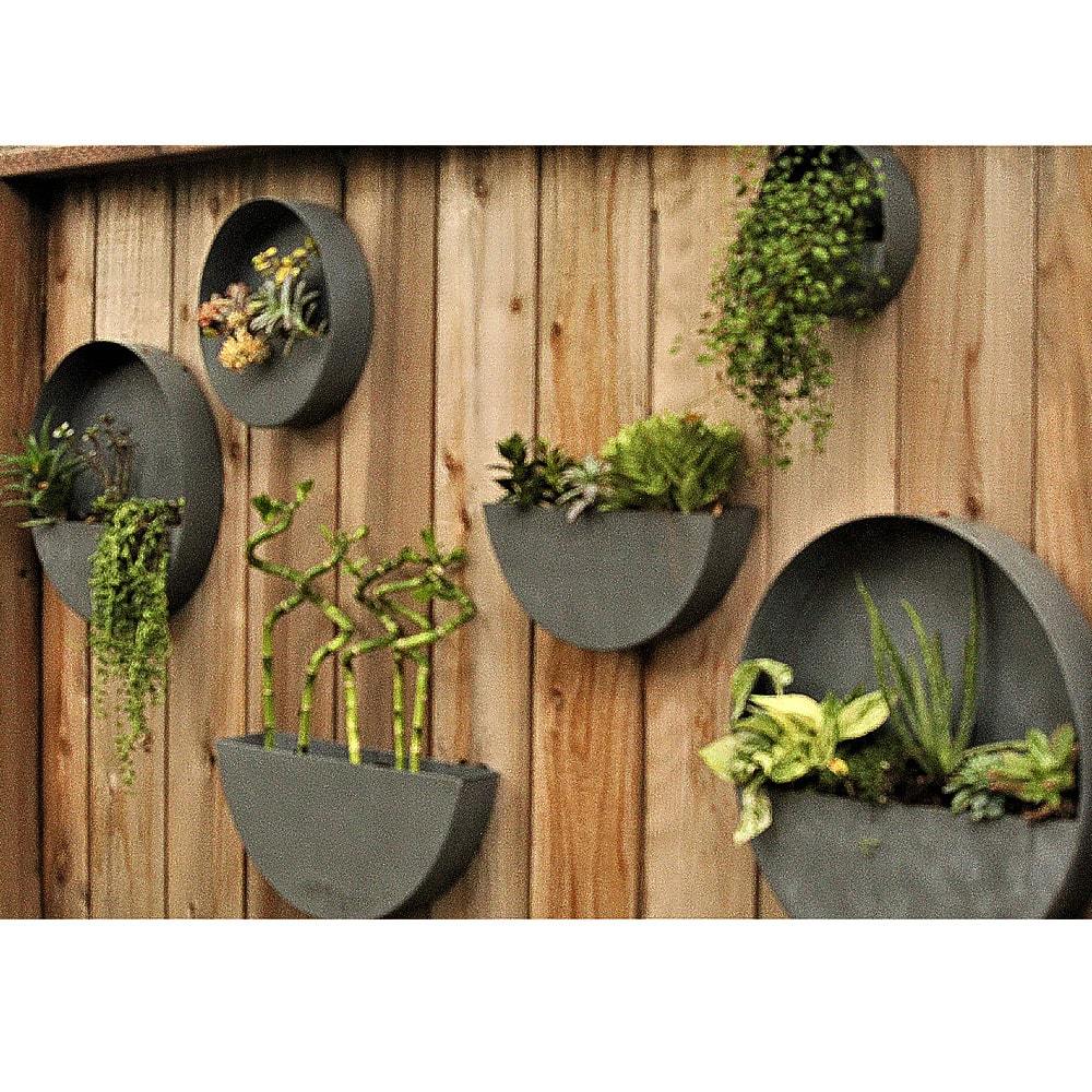 round wall hanging planter Wall Planters- Circle & Semi Circle Zinc Planters