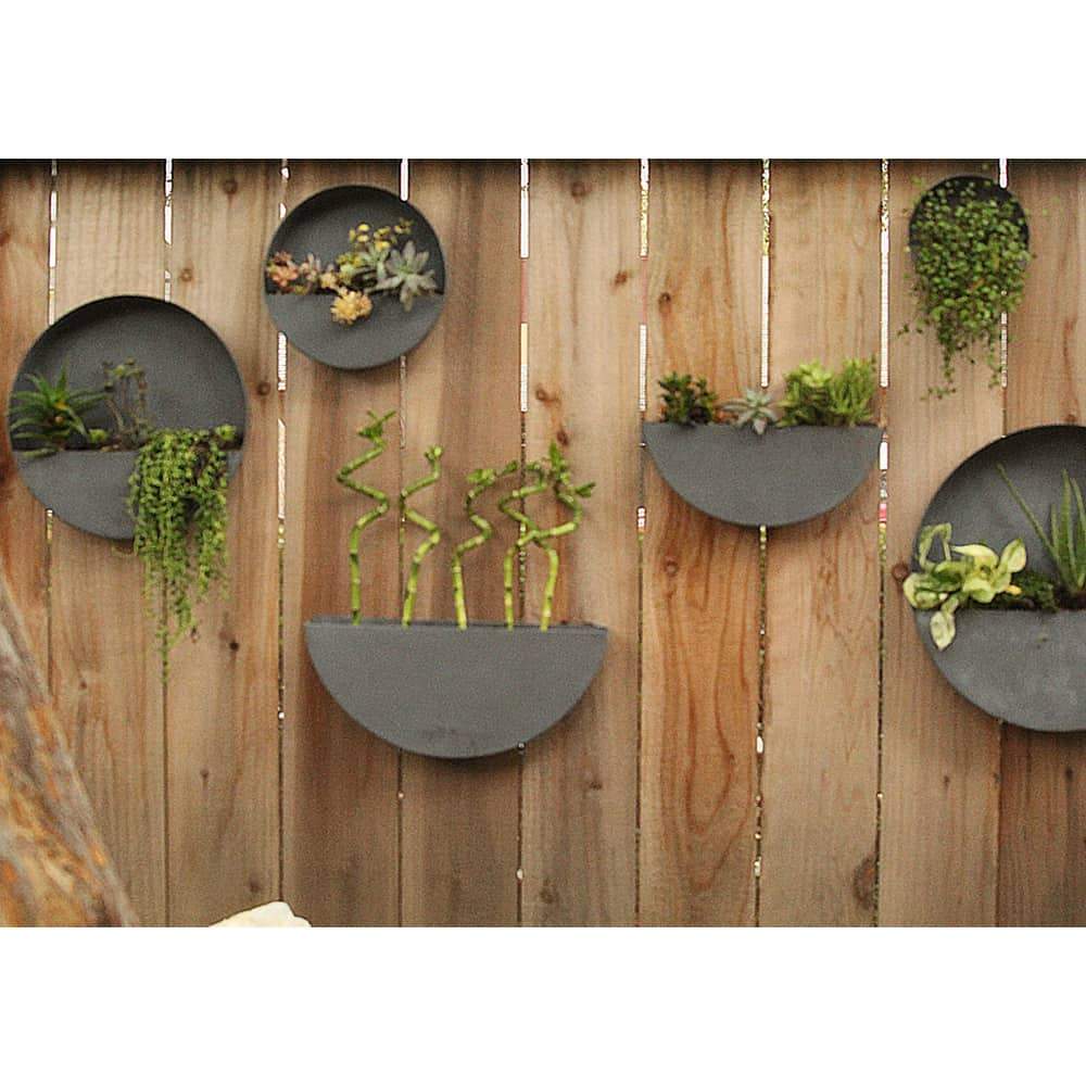 round hanging planter outdoor Wall Planters- Circle & Semi Circle Zinc Planters