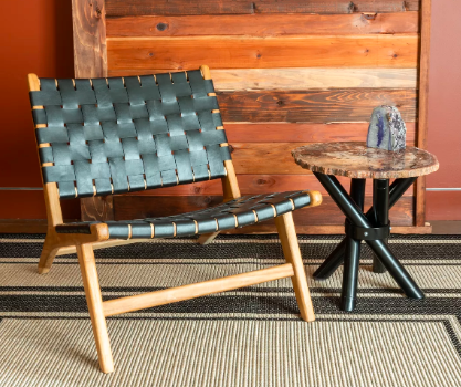 Leather Lounge Chair Black Leather Weave Chair Woven Leather Teak