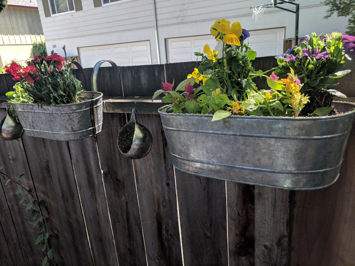 Kalalou NZK1020 Oblong Zinc Planters with Brass Detail (Set of 2)