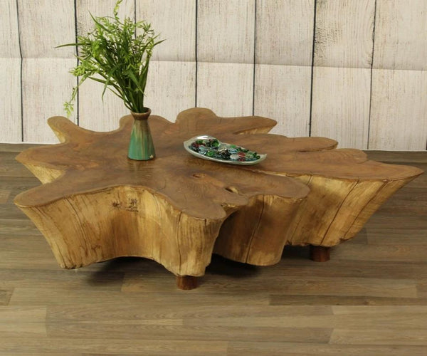 Antique Teak Thick Slab Coffee Table- 2 Variants- by Artisan Living