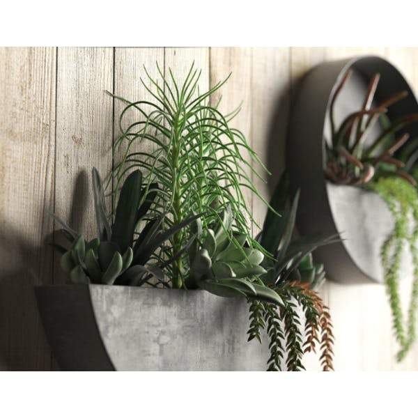 half wall plant pots Wall Planters- Circle & Semi Circle Zinc Planters